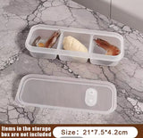 3 Compartments Meal Box With Lid, Rectangular Multi Grid Refrigerator Box, Transparent Plastic Sealing Box