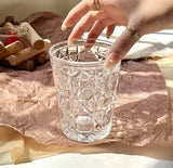 Diamond Patterned Cold Drink Glass,  Household Breakfast Milk Cup, Transparent Juice Cold Drink Cups