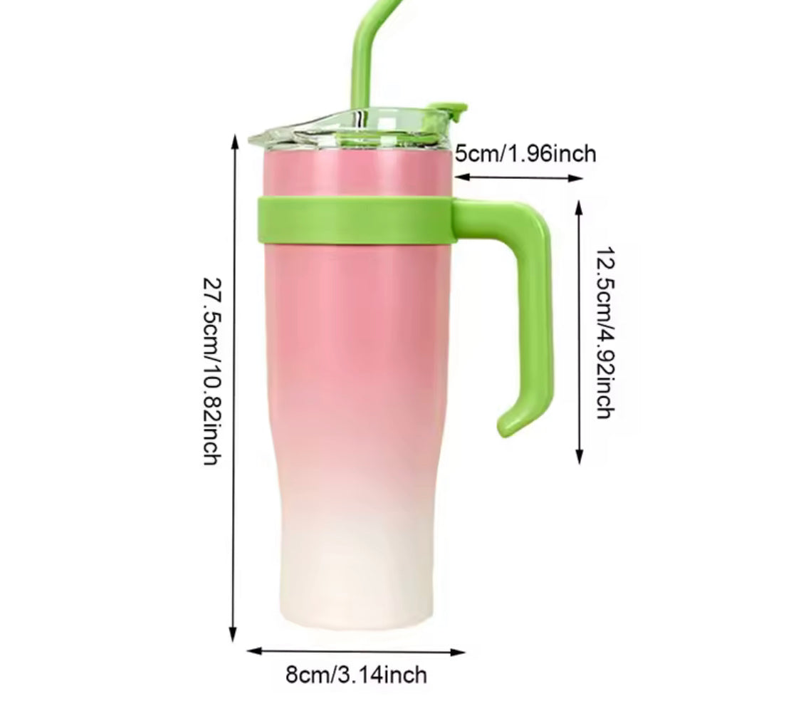 40oz Insulated Gradient Tumbler With Lid, Stainless Steel Car Mug With Straw, Stainless Steel Vacuum Insulated Car Mug
