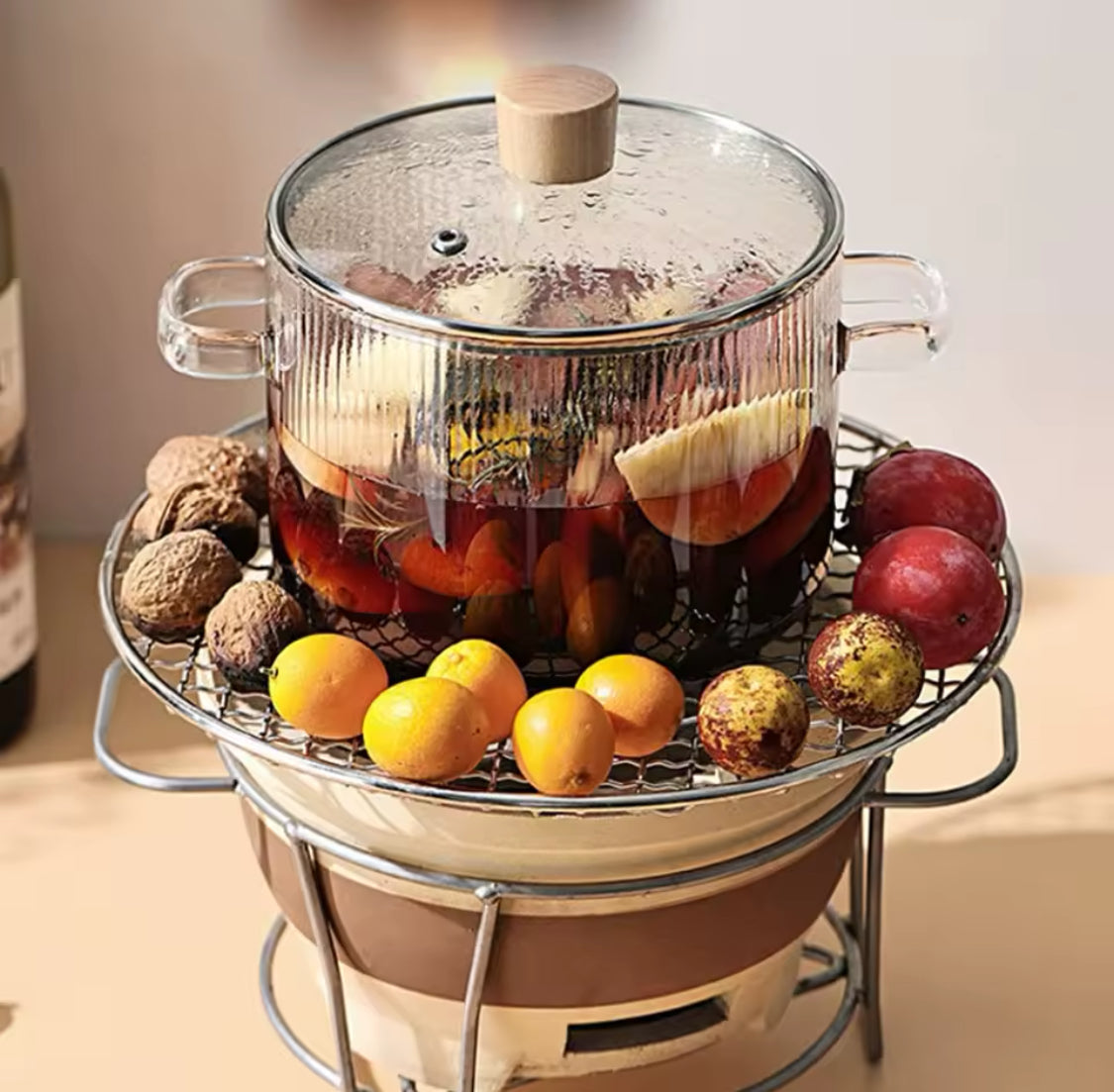 Durable Cooking Glass Pot With Lid, Dual Handles Glass Simmer Pot, Heat Resistant Transparent Cookware, Kitchen Cooking Tool