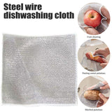 Steel Wire Dishwashing Cloth, Rust Removal Scouring Pad, Double Side Steel Wire Washing Brush, Multipurpose Steel Wool Rag, Reusable Steel Wool Dishcloth, Silver Wire Wipes Dish Towel, Non Scratch Wire Dishcloth