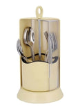 Covered Cutlery Holder, Rotating Cutlery Box With Transparent Cover, 4 Compartment Cutlery Holder, Multifunctional Fork Chopsticks Storage Stand,  Standing Plastic Storage Container, Kitchen Cutlery Organizer