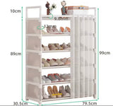Dustproof Shoe Rack With Curtain, Stackable Multilayer Shoe Rack, Space Saving Footwear Organizer, Shoe Rack Organizer Cabinet With Curtain
