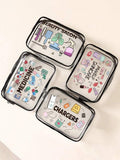 Transparent PVC Makeup Bag, Waterproof Printed Travel Toiletry Bag, Large Capacity Cosmetic Organizer