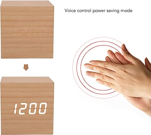 Wooden Led Smart Alarm Clock, Cube Digital Alarm Clock, Mini Digital Cube Alarm Clock, Modern Square Design Wood Grain Clock, Cube Clock For Bedrooms, Kids, Living Room, Kitchen