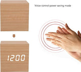 Wooden Led Smart Alarm Clock, Cube Digital Alarm Clock, Mini Digital Cube Alarm Clock, Modern Square Design Wood Grain Clock, Cube Clock For Bedrooms, Kids, Living Room, Kitchen