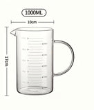 Glass Measuring Cup With Lid, Heat Resistant Measuring Cup With Handle, Laboratory Beaker Measuring Mug