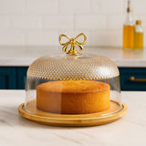 Cake Dish With Acrylic Cover, Luxury Acrylic Cake Dome, Bamboo Base With Acrylic Lid, Fancy Cake Dish With Acrylic Lid