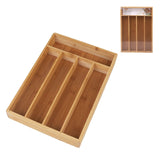 5 Compartment Bamboo Cutlery Tray, Kitchen Drawer Utensils Holder, Wooden Knife Fork Spoon Organizer Case, Bulk Bamboo Cutlery Tray, Drawer Multi Compartment Flatware Tray