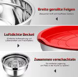 Set Of 5 Stainless Steel Mixing Bowl With Lid, Silicone Mixing Bowl Set, Salad Cooking Mixing Bowl, Stainless Steel Pots, Multifunctional Sealed Fresh Bowl Household, Kitchen Cooking Bowl