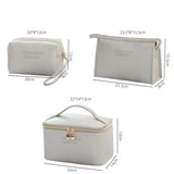 Set Of 3 Female Leather Makeup Pouch, Cute Preppy Makeup Bag, Multifunction Women Cosmetic Bag, Travel Toiletry Storage Organize Handbag, Waterproof Female Makeup Case, PU Leather Zipper Make Up Bag, Soft Leather Makeup Bag
