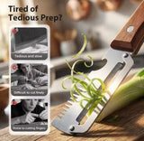 3 In 1 Vegetables Peeler With Wooden Handle, Stainless Steel Scallion Shredder, Multifunctional Vegetable Slicing Peeler, Kitchen Tool