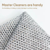 Steel Wire Dishwashing Cloth, Rust Removal Scouring Pad, Double Side Steel Wire Washing Brush, Multipurpose Steel Wool Rag, Reusable Steel Wool Dishcloth, Silver Wire Wipes Dish Towel, Non Scratch Wire Dishcloth