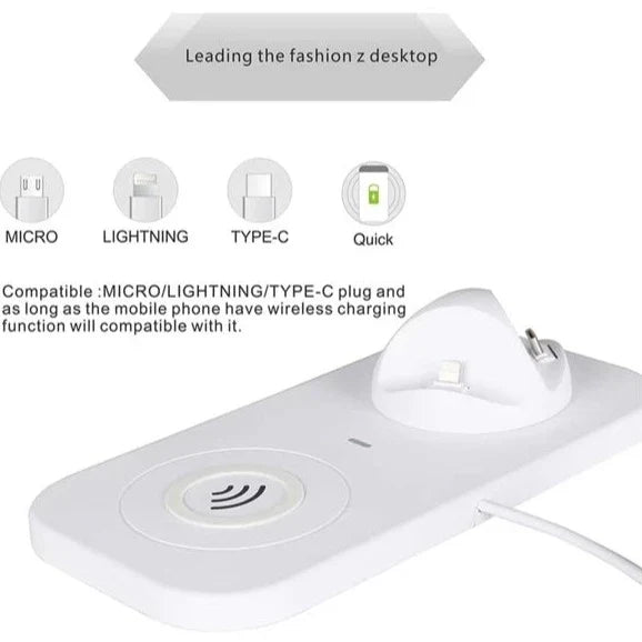 4 In 1 Wireless Charger, Portable Wireless Charging Station, Universal Charging Dock Station, Multi Jack Wireless Charger Stand, Wireless Charger For IPhone Android Airpods Smart Watch, Mobile Accessories Gadget