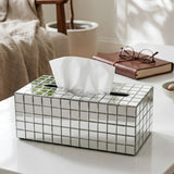 Luxury Mirror Mosaic Tissue Box Cover, Large Capacity Paper Dispenser, Living Room Tissue Storage Box