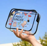 Transparent PVC Makeup Bag, Waterproof Printed Travel Toiletry Bag, Large Capacity Cosmetic Organizer