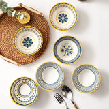 Set of 6 Ceramic Serving Bowls, Japanese Ceramic Rice Bowl, Dinnerware Bowls Gift Set, Floral Ceramic Bowl Set