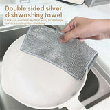 Steel Wire Dishwashing Cloth, Rust Removal Scouring Pad, Double Side Steel Wire Washing Brush, Multipurpose Steel Wool Rag, Reusable Steel Wool Dishcloth, Silver Wire Wipes Dish Towel, Non Scratch Wire Dishcloth
