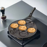 Smiley Face Mini Pancake Pan, Non Stick Griddle Pancake Maker, 7 Grid Omelette Frying Pan