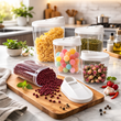 5pcs Transparent Sealed Containers, Cereal Containers Storage Set, Transparent Food Stuff Container Keep Fresh Jar Set