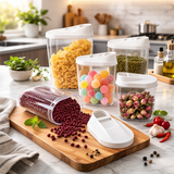 5pcs Transparent Sealed Containers, Cereal Containers Storage Set, Transparent Food Stuff Container Keep Fresh Jar Set