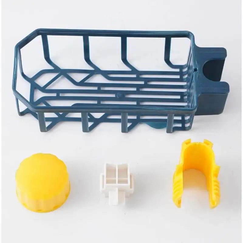 Faucet Shelf Basket, Adjustable Kitchen Sink Drain Rack, Sponge Storage Faucet Holder, Shower Gel Storage Holder, Multifunctional Kitchen Home Use Sink Sponge Organizer, Dishcloth Sponge Shelf, 360 Rotatable Sponge Holder, Plastic Floating Wall Shelves