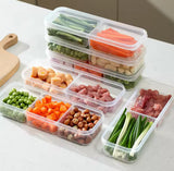 3 Compartments Meal Box With Lid, Rectangular Multi Grid Refrigerator Box, Transparent Plastic Sealing Box