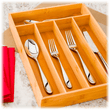 5 Compartment Bamboo Cutlery Tray, Kitchen Drawer Utensils Holder, Wooden Knife Fork Spoon Organizer Case, Bulk Bamboo Cutlery Tray, Drawer Multi Compartment Flatware Tray