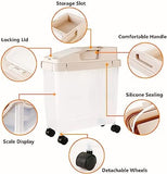 Baffect Food Storage Container, Transparent Sealed Rice Storage Box, Household Soybean Corn Cereal Storage Box, 10kg Large Capacity Grain Cereal Storage Box With Wheels And Measuring Cup, Airtight Food Tank Organizer, Flip Top Food Container Bucket