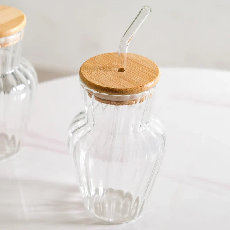 Milkshake Glass With Straw, Cold Coffee Glass Tumbler, Juice Glass Mug With Straw, Iced Coffee Mug With Straw