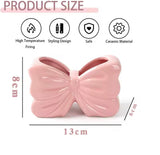 Elegant Bow Shape Cosmetic Brush Organizer, Decorative Beauty Brush Holder, Dual Purpose Ceramic Bow Organizer, Vanity Storage Holder