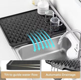 Silicone Anti Slip Kitchen Drain Matt, Waterproof Kitchen Drying Pad, Heat Resistant Silicone Drain Mat, Modern Silicone Countertop Mat