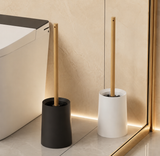 Anti Splashing Wooden Toilet Brush With Holder, Long Handle Toilet Brush, Household Washing Toilet Cleaning Brush