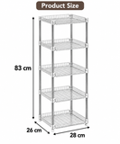 5 Tiers Vertical Transparent Shoe Rack Organisers, Space Saving Standing Vertical Shoes Racks, Corner Slim Shoes Shelf Cabinet