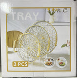 Elegant 3 Piece Serving Tray Set, Dinnerware Serving Tray, Set Of 3 Glass Tray Set