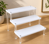 3 Tier Clear Acrylic Perfume Display, Multipurpose Perfume Decor Organizer, Tabletop 3 Step Storage Shelf, Desktop Organiser