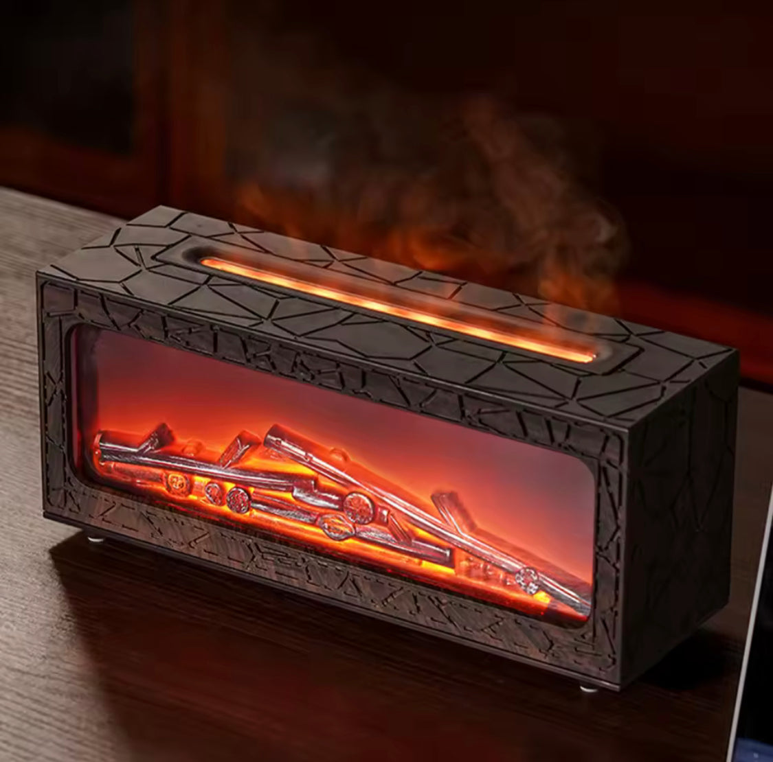 LED Fireplace Flame Diffuser, Colorful Flame Night Light Humidifier, Ultrasonic Mist Humidifier, Aroma Essential Oil Diffuser
