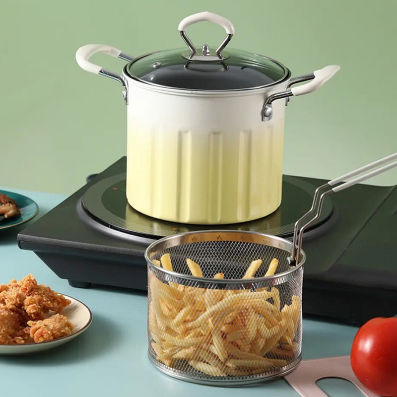 3L Stainless Steel Deep Frying Pot, Multifunctional Household Deep Frying Pan, Non Stick Mini Small Oil Frying Pot