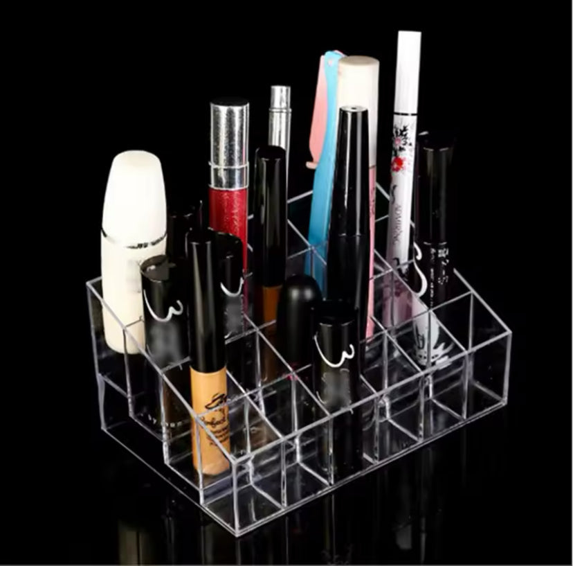 Lipstick Display Stand Holder, Acrylic Lipstick Storage Box, Acrylic Makeup Organizer, Desktop Lipstick Display Storage Box, Cosmetic Nail Polish Storage Rack, Desktop Dressing Table for Lip Glaze Brushes Bottles