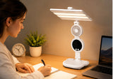 3 In 1 LED Fan With Desk Lamp, Rechargeable LED Desk Lamp with Fan, Portable LED Reading Lamp, Multifunctional Desk Lamp with Phone Holder