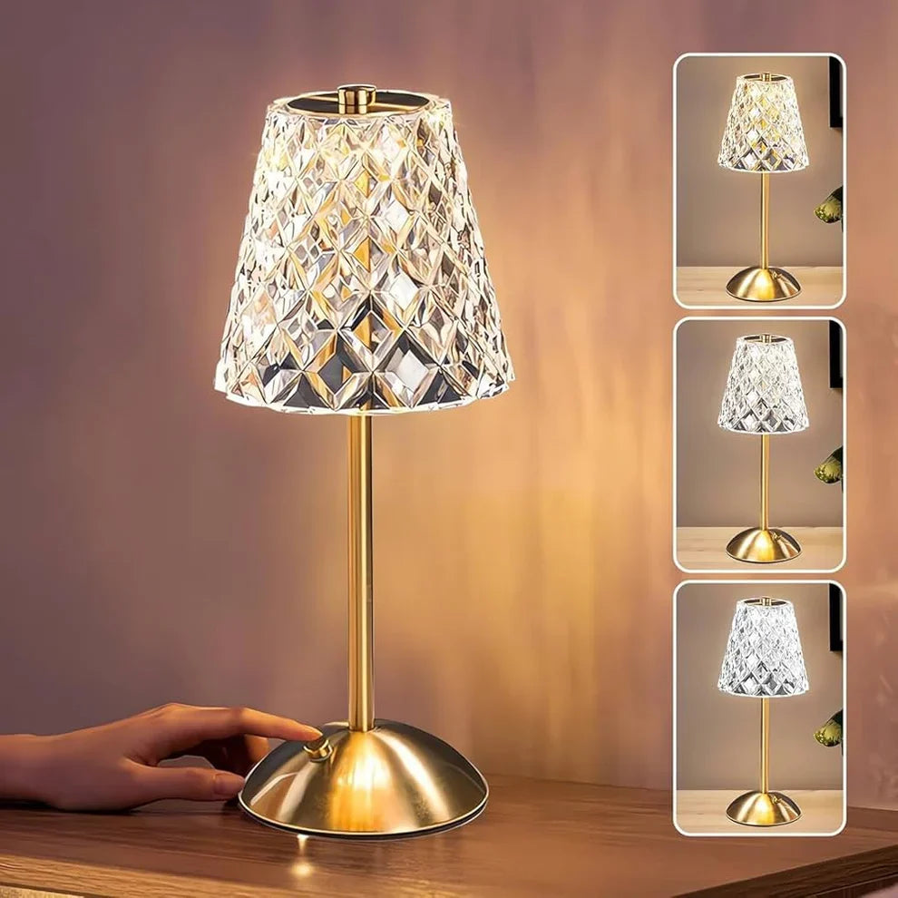 Luxury Crystal Table Lamp – Modern LED Touch Lamp with Crystal Shade