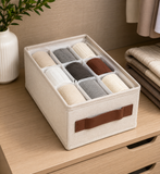 Foldable Closet Organizer Box, Multi Compartment Storage Organizer, Elegant Wardrobe Storage Box, Multi Slot Sock Storage Box