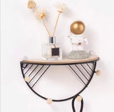 D Shape Wall Mounted Storage Shelf, Creative Wall Mounted Rack, Wall Mounted Iron Wood Floating Shelf, Decorative Hanging Display For Ornaments