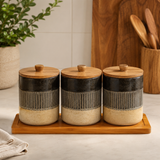 LIANQING CANISTER SET 3 PCS WITH WOODEN LIDS