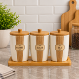 LIANQING CANISTER SET 3 PCS WITH WOODEN TRAY