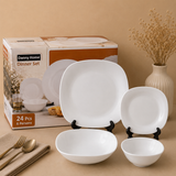 DANNY HOME 24 PCS MODERN SQUARE WHITE DINNER SET