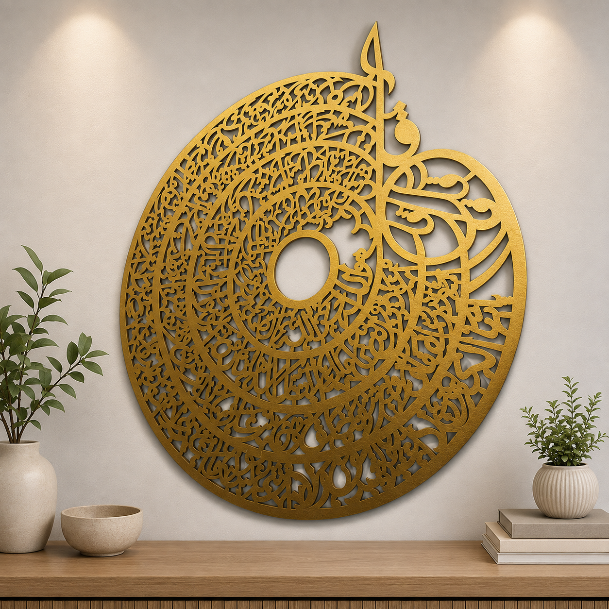 BLACK & GOLD ROUND ISLAMIC ARABIC CALLIGRAPHY WALL DECOR