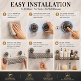 Transparent Suction Cup Bathroom Storage Shelf with Hanging Hooks – No Drill Wall Mounted Organizer Rack