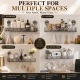 Transparent Suction Cup Bathroom Storage Shelf with Hanging Hooks – No Drill Wall Mounted Organizer Rack