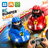 Multiplayer RC Bumper Cars for Kids – 2 Remote Control Cars with Pop-Up Drivers, Lights & Sounds
